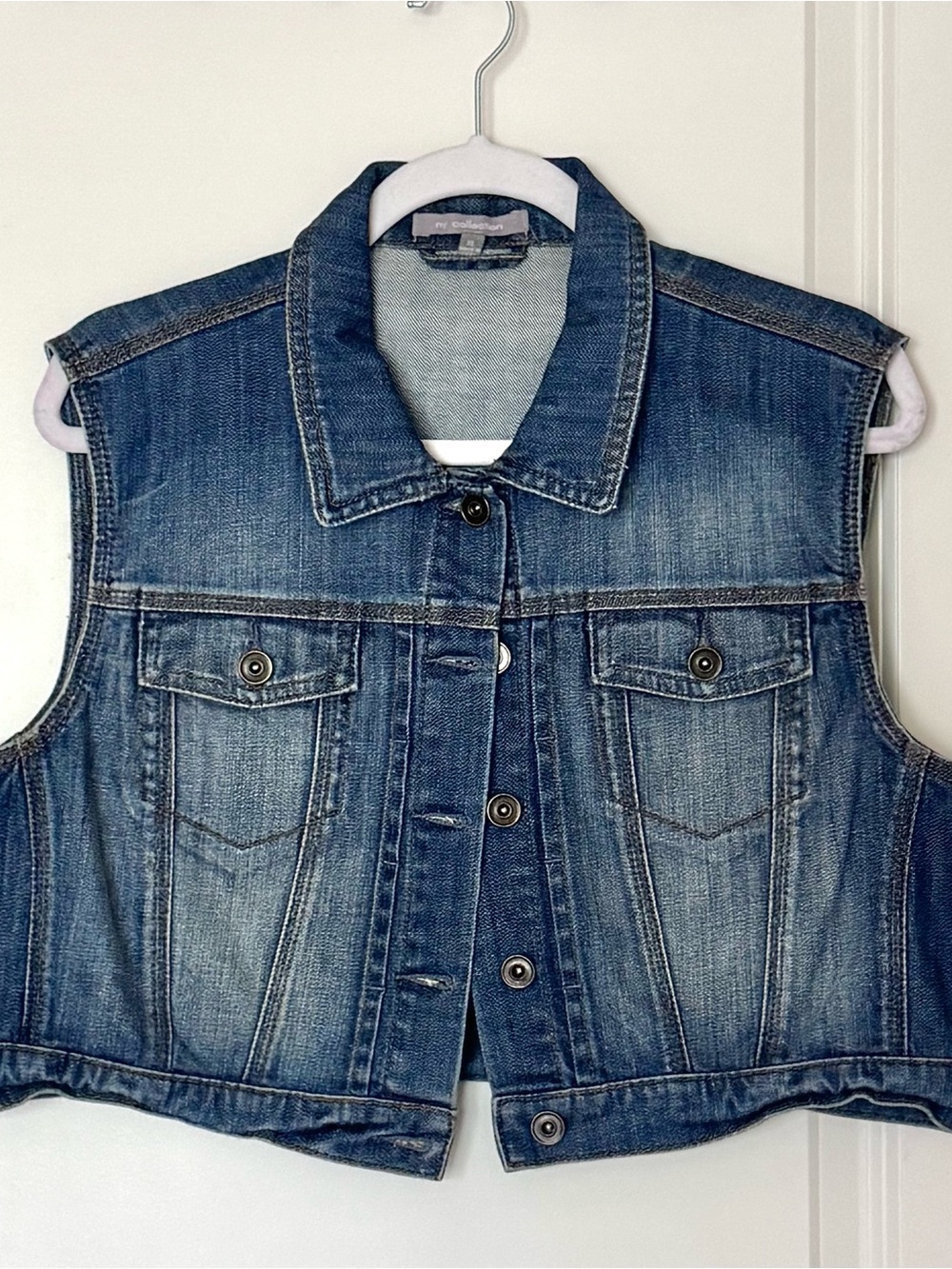 NY Collection Dark Blue Denim Vest